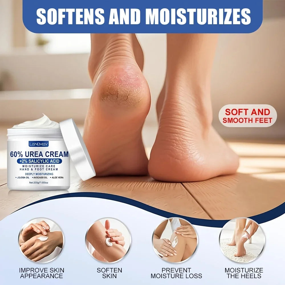 60% Urea Cream for Hand & Foot, Moisturizing Cream Rich in Salicylic Acid and Glycerin , Suitable for Dry, Rough, Cracked Heels