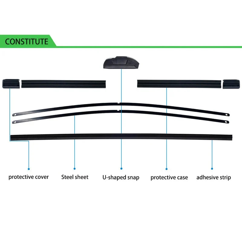 For Hyundai i20 PB 2008-2014 Car Wiper U-type Soft Rubber Boneless Wiper HD Quiet Durable Automotive Wiper 24"+16"