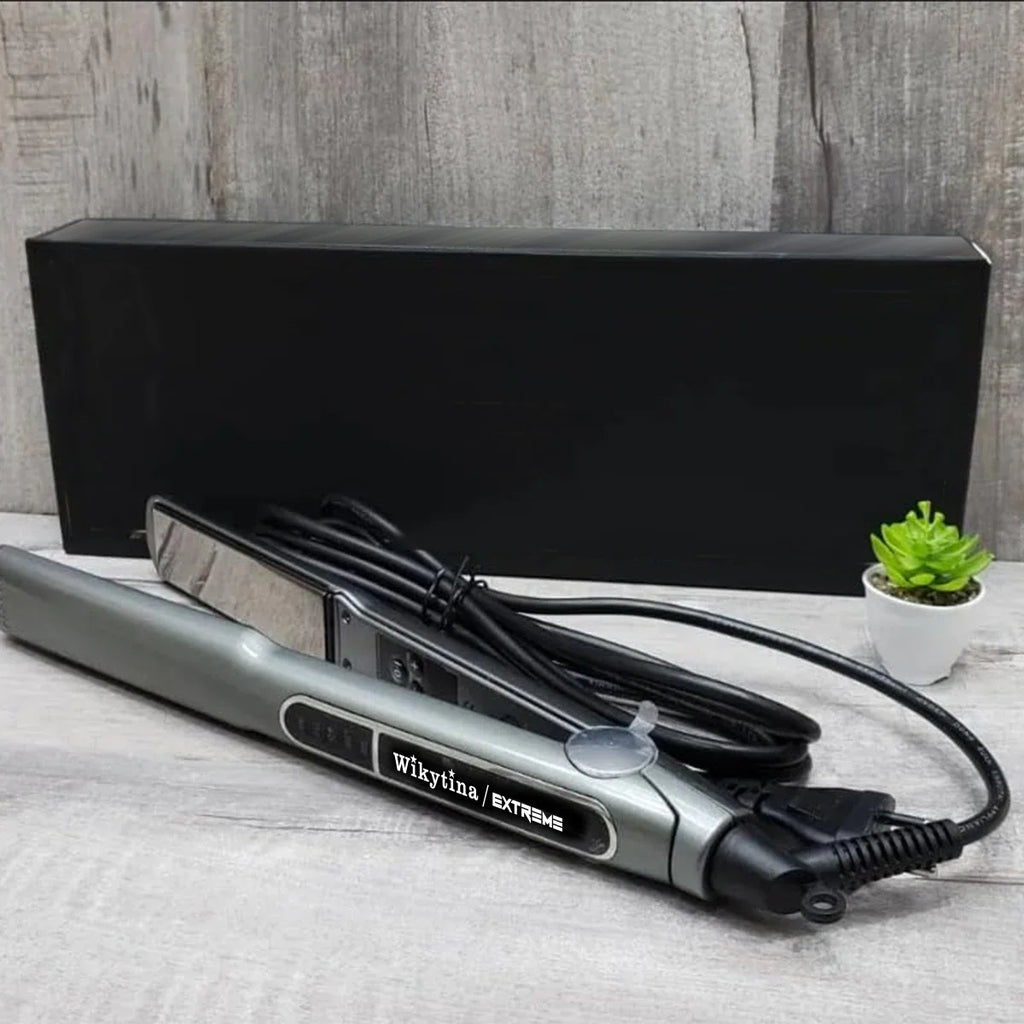 Professional Titanium 2-in-1 Hair Straightener Curler with 5 Heat Settings Fast Heating Negative Ion Salon Flat Iron