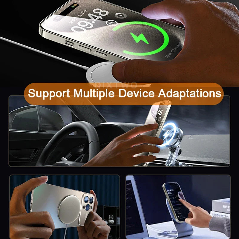 Luxury Glass Camera Lens Case for MagSafe Magnetic Wireless Charging, Shockproof Cover for iPhone 11 12 13 14 15 16 Pro Max Plus