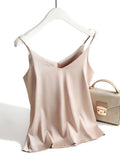 AOSSVIAO 2026 Spaghetti Strap Top Women Halter V Neck Basic White Cami Sleeveless Satin Silk Tank Tops Women'S Summer Camisole