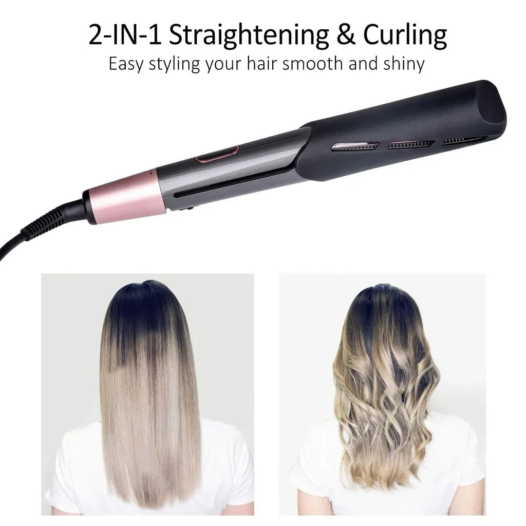 2026 New Hair Straightener Curler 2 in 1 Negative Ion Fast Heating Styling Iron Professional Flat Iron Curling Tool Home Travel