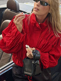 Tossy Solid Commuting Pleated Jackets For Women Long Sleeves Stand Collar Loose Streetwear Cropped 2025 Coat Female Jacket Coat
