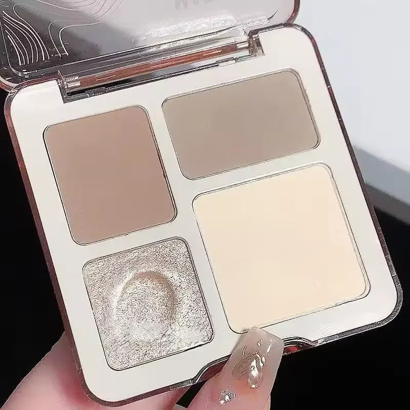 Three-dimensional facial four-color highlight contour palette,matte long-lasting brightening three-dimensional contour cosmetics
