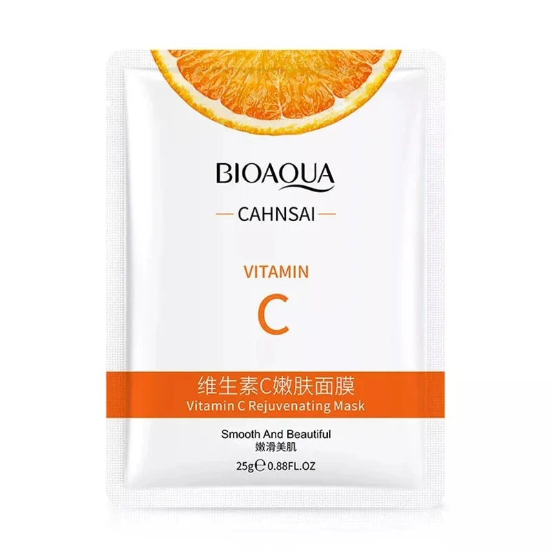 5pcs BIOAQUA Vitamin C Facial Masks Face skincare Moisturizing Face Mark Whitening Anti-aging Face Mask for Face Skin Care