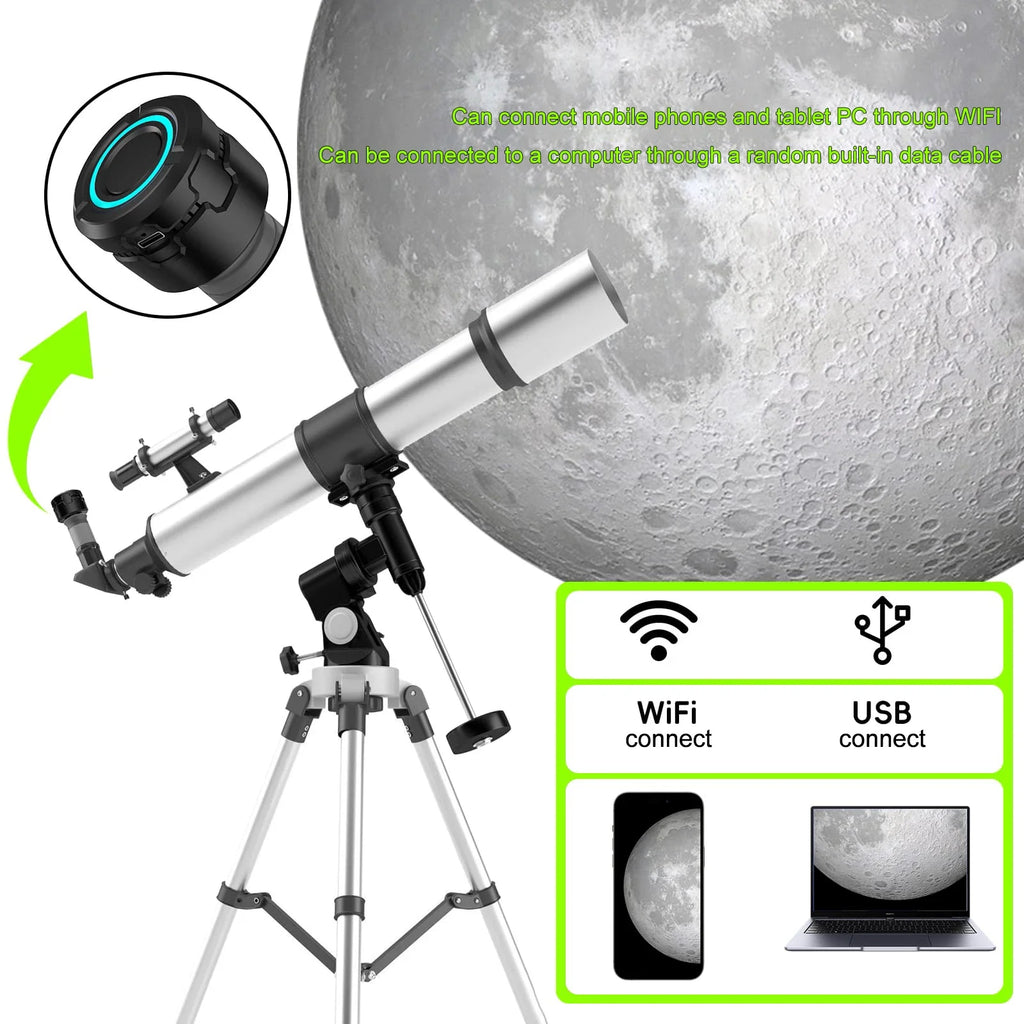 4K HD Telescope Eyepiece Camera Portable WiFi Wireless Birdwatching Electronic Eyepiece Connected To Mobile Phone and PC