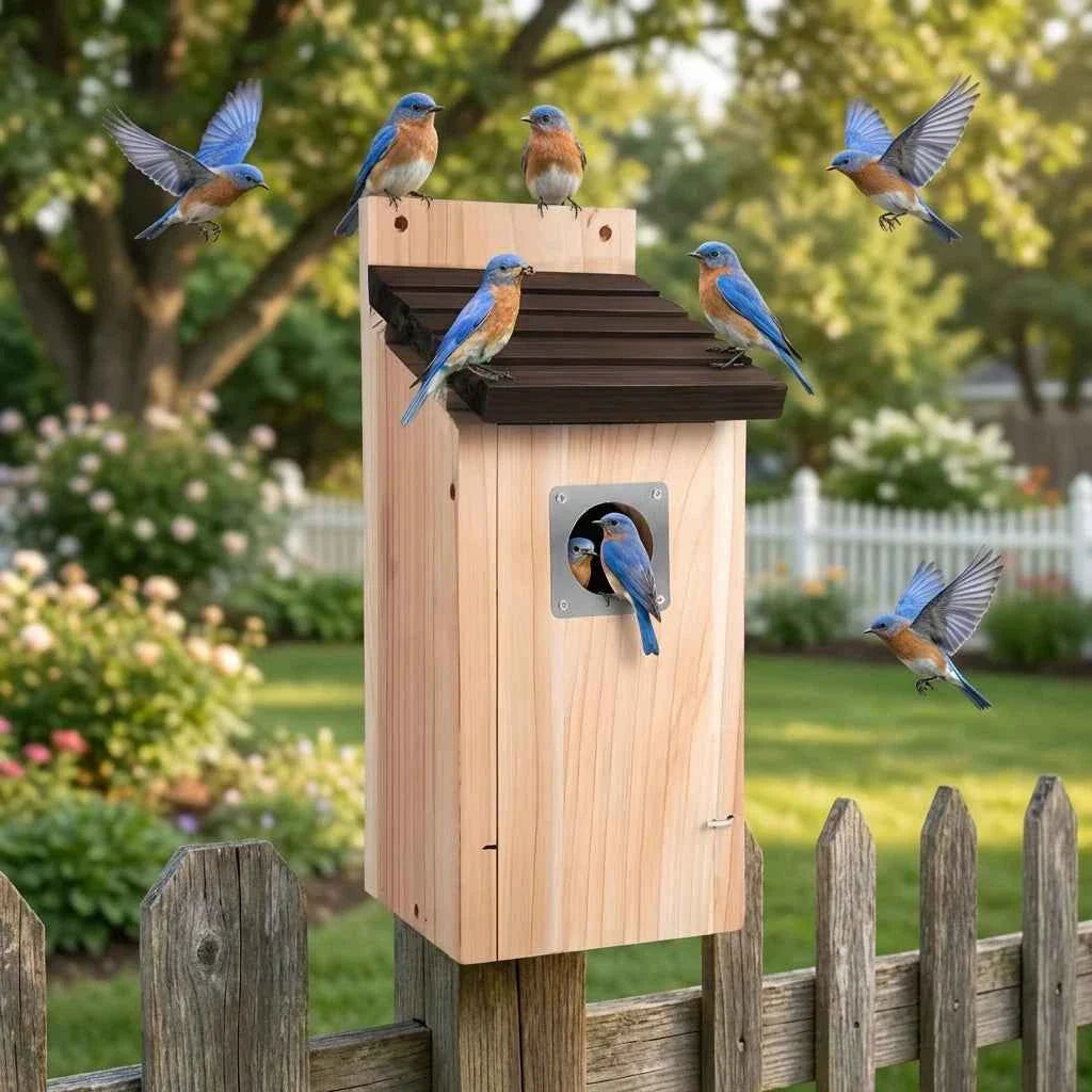 Bird Houses for Outside  Cedar Bird House Outdoor, Bluebird Finch Swallow Wren Chickadee Assembly Required
