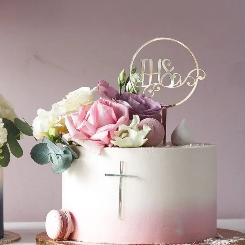 2025 Christ Cross Birthday Cake Topper Gold Acrylic Dove Cross Eucharist Baptism Party Communion Baptism Cake Topper Decoration