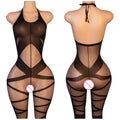 One Piece Crotchless Bodystocking EroticTransparent Sexy Lingerie Sexiest Bodysuit Mesh Hollow Bra Set Black Full Body Stockings