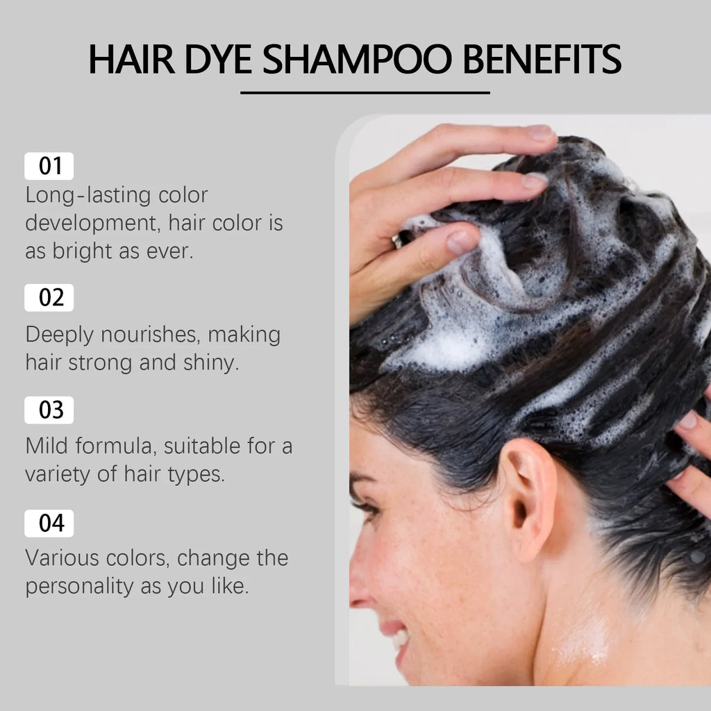 Hair Dye Shampoo Diy Natural Black Color Repair Gray White Hair Non Irritating Hair Coloring Shampoo