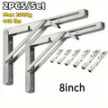 Heavy Duty 2PCS Stainless Steel Triangle Folding Shelf Brackets – Wall Mounted Collapsible Angle Bracket for Table, Workbench
