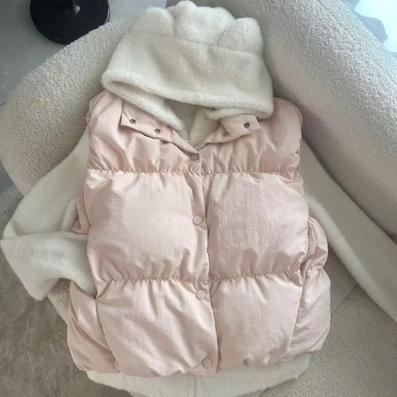 2025 Kawaii Plush Hoodie Women Bear Ear Zip Jacket Soft Warm Fleece Coat Korean Sweet Girl Winter Outerwear Cute Fashion Trend