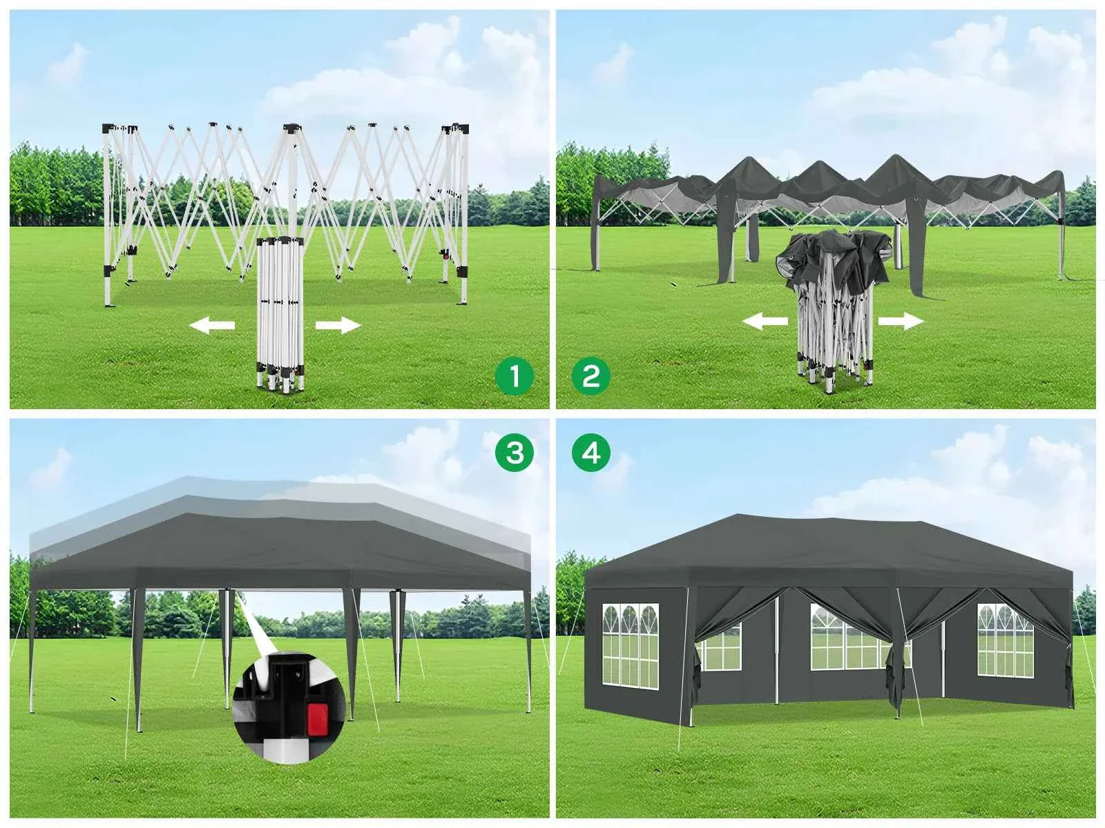 Pop Up Folding Gazebo Garden Gazebo Marquee Pergola Waterproof Windproof UV Protection party tent for Garden Camping Beach BBQ