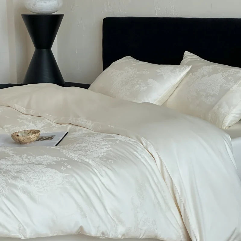 Long Staple Cotton Jacquard Bedding Set Single Double Queen King Size Duvet Cover Bedsheet Pillowcase Luxury Quilt Cover Set