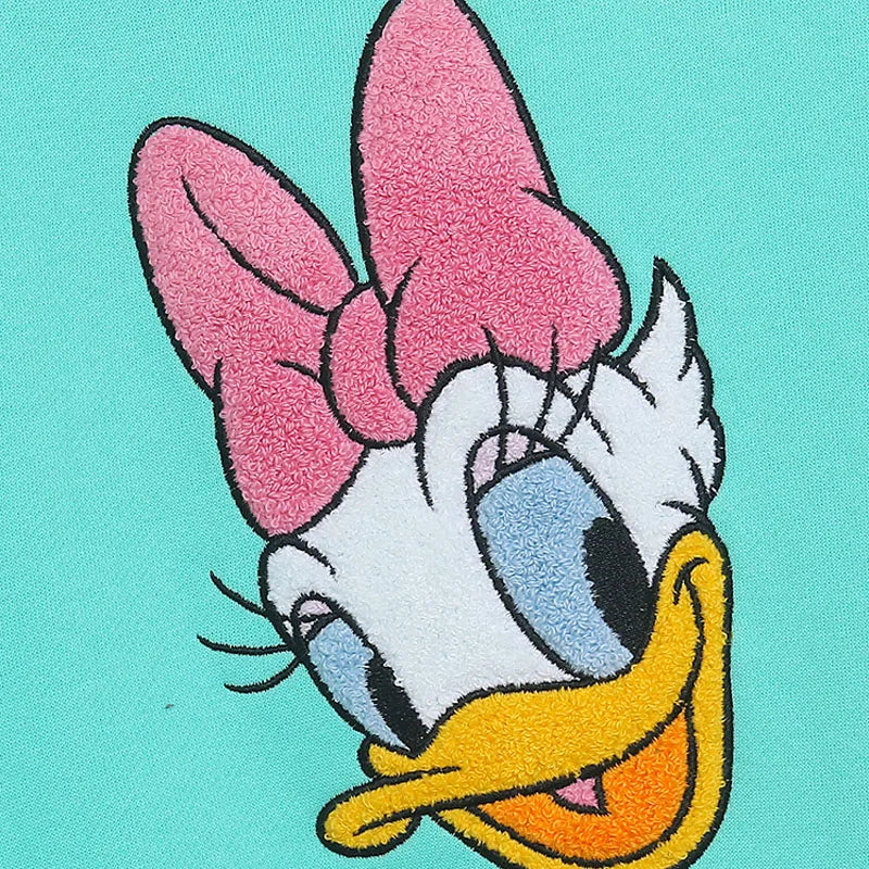 Disney World Disneyland Embroidery Sweatshirt Women Casual Fleece Jumper Mickey Daisy Duck Cartoon Loose Pullover Top O Neck