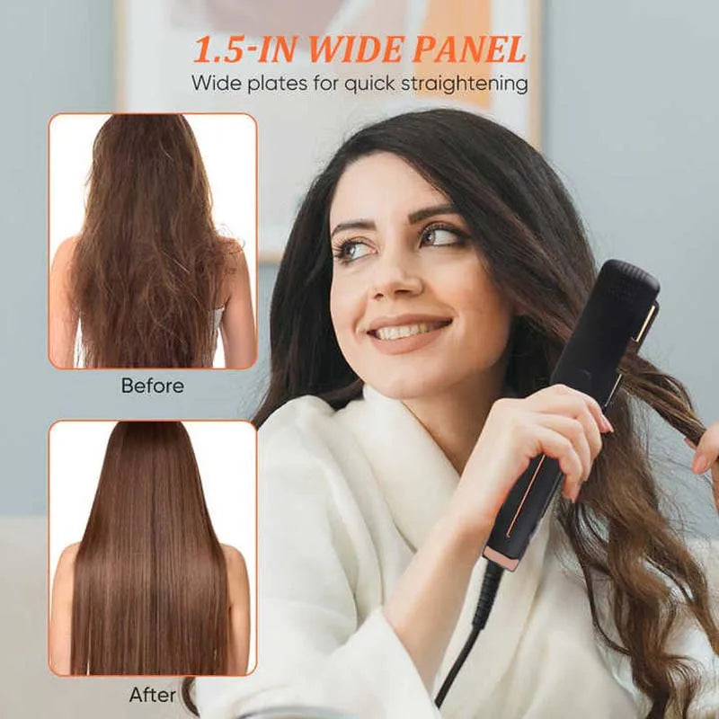 Hair Straightener Professional Ceramic Flat Iron Negative Ion Wide Plate Temperature Adjustable Straightening Iron Splint