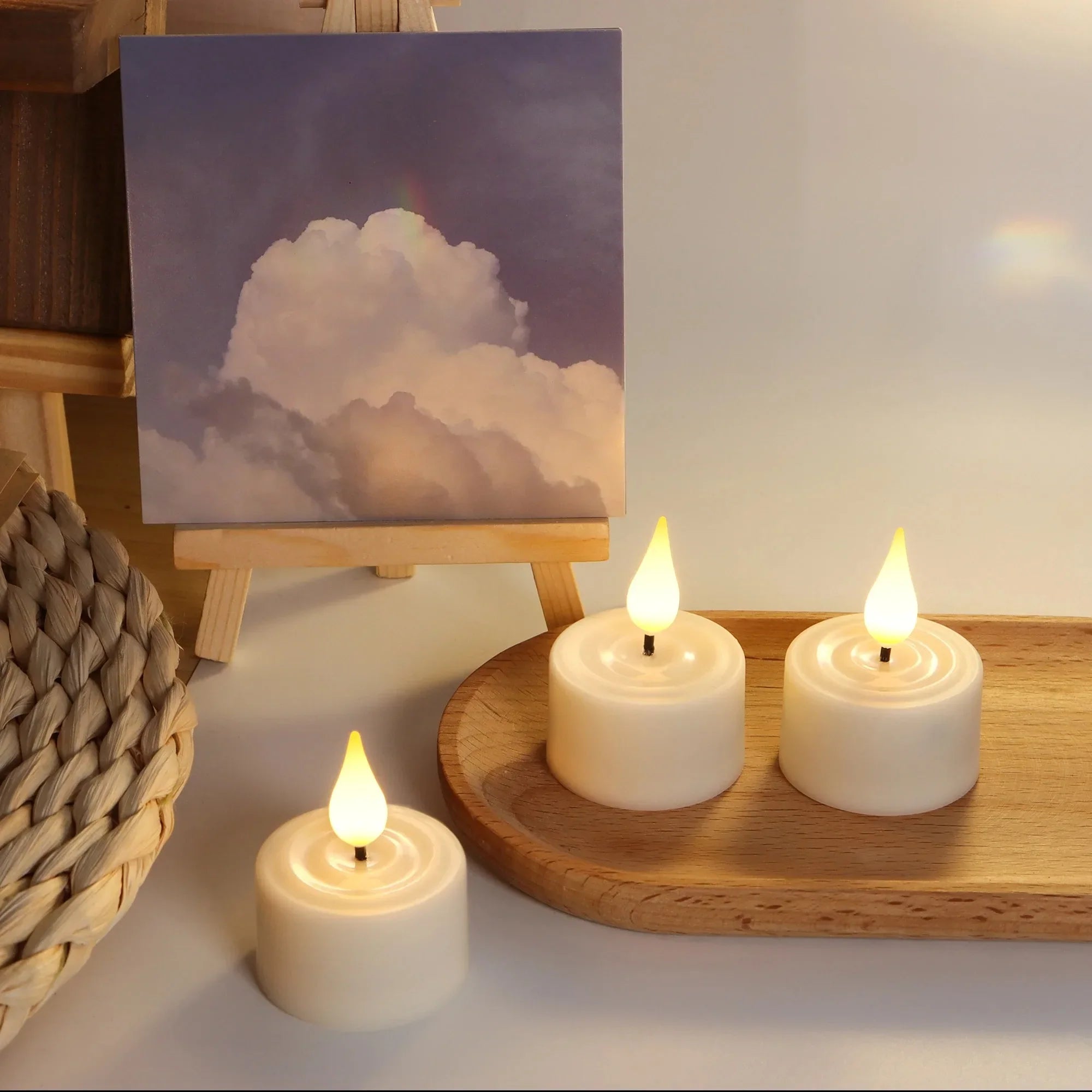 Flameless Flickering LED Candles Light Flameless Candles Rechargeable Candles for Wedding Decor Birthday Party Supplies Warm