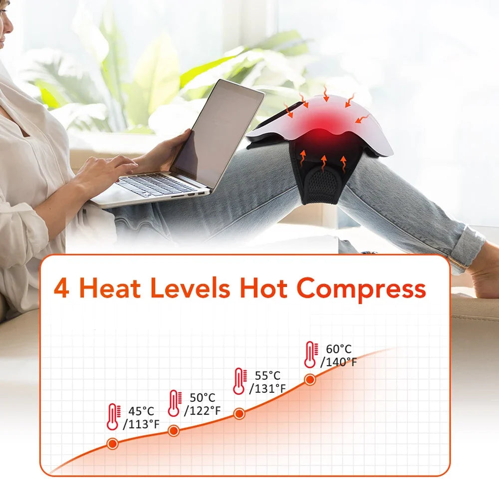 Cordless Knee Massager Red Light Massage with LED Screen Infrared 4 Levels Heating Vibration Leg Knee masajeador Adjustable Warm