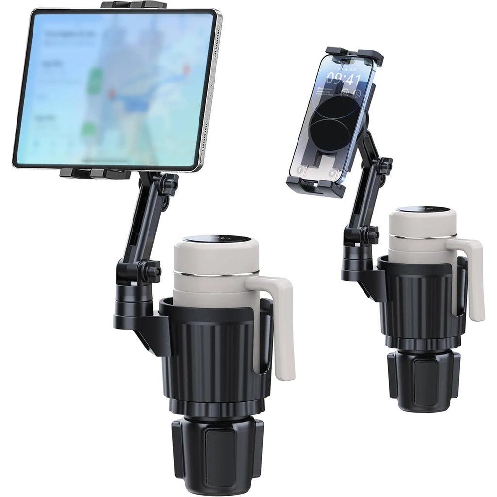 Tablet Holder for Car, 3 in 1 Cup Holder ipad Car Phone  Mount with Expander，Adjustable Base and Long Arm for 4-12.9‘’ Tablet，