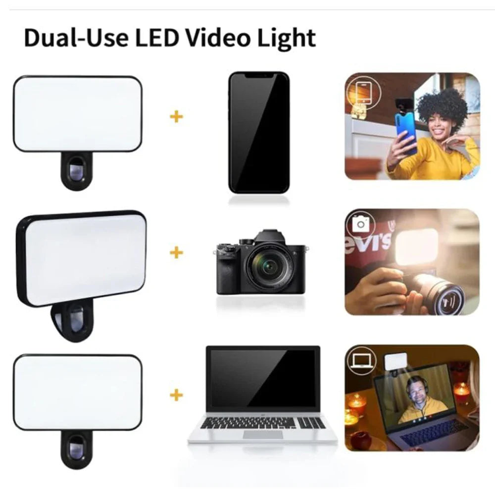 New Portable Mini Selfie Fill Light Rechargeable 3 Modes Adjustable Brightness Clip On For Mobile Phone Computer Fill Light