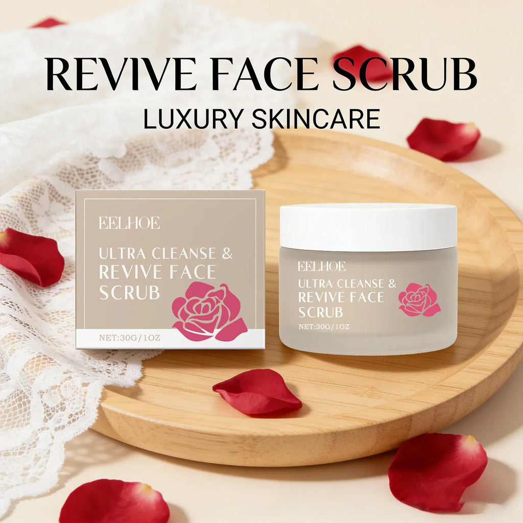 Cleanse & Revive Face Scrub Moisturizing Deep Clean Pore Exfoliating Soothing Softening Skin Brightening Rose Facial Scrub Cream