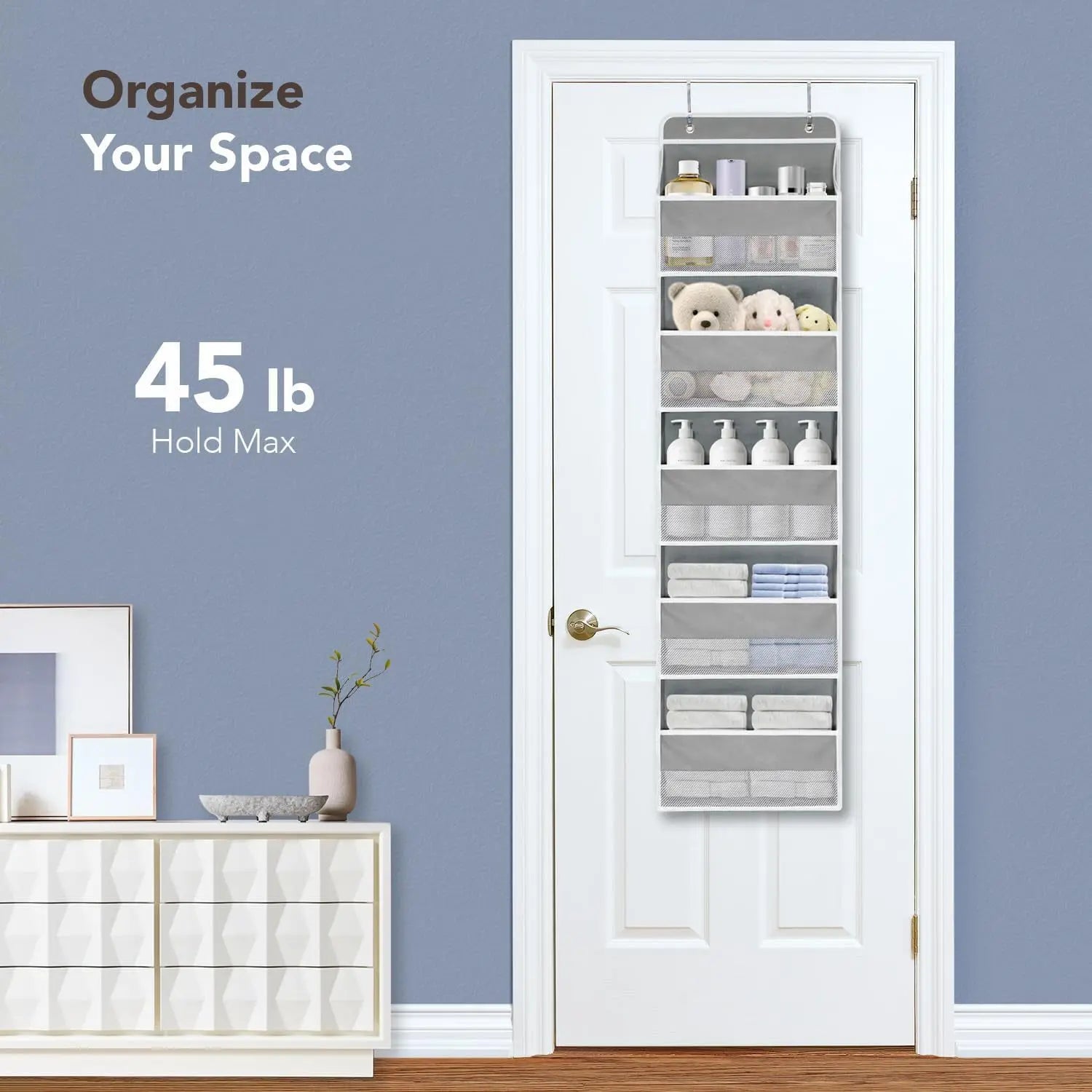 5 Layer Hanging Organizer Over The Door Organizer Hanging Storage With 5 Mesh Pockets For Pantry Bathroom Bedroom Kitchen Dorm