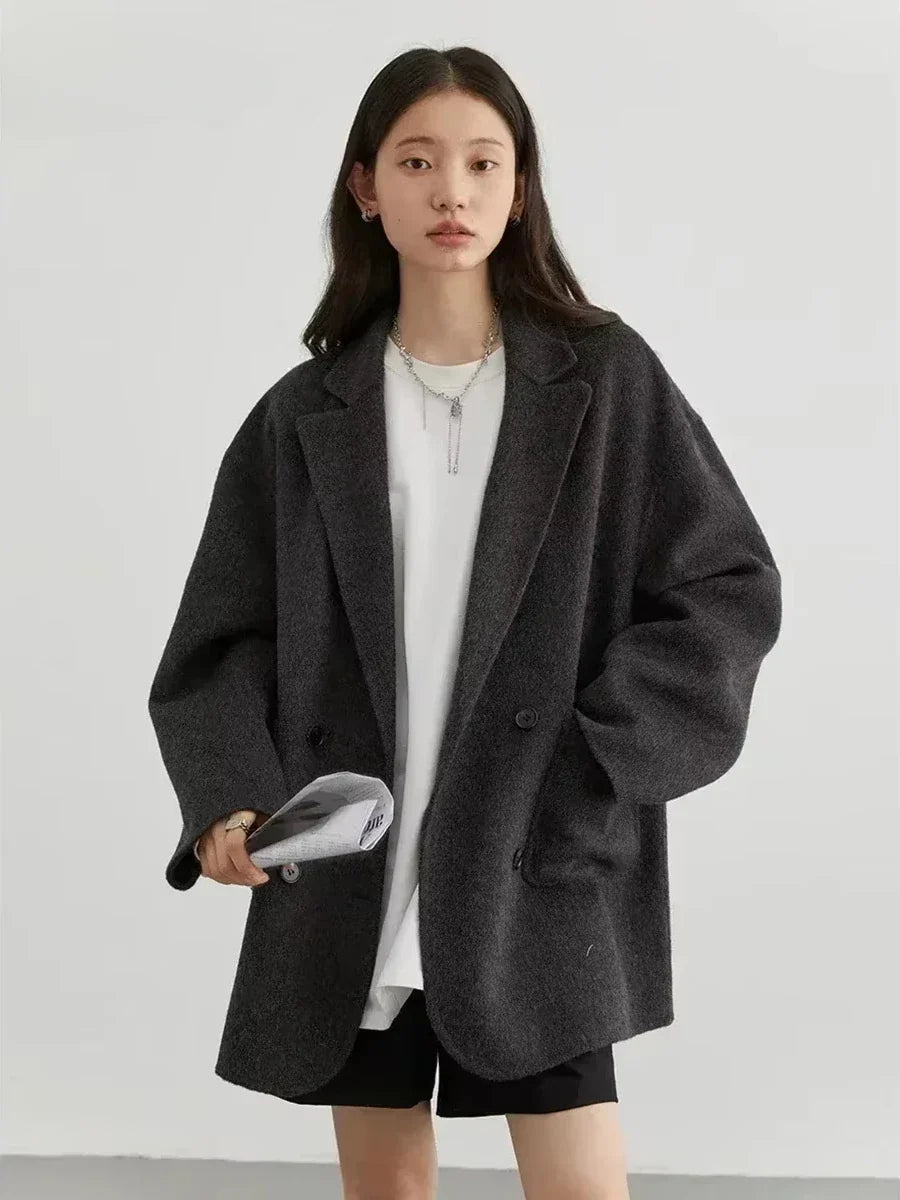 CHIC VEN Women's Woolen Coats Fashion Solid Loose Warm Jackets Korean Casual Office Lady Female Clothing Spring Autumn New 2026