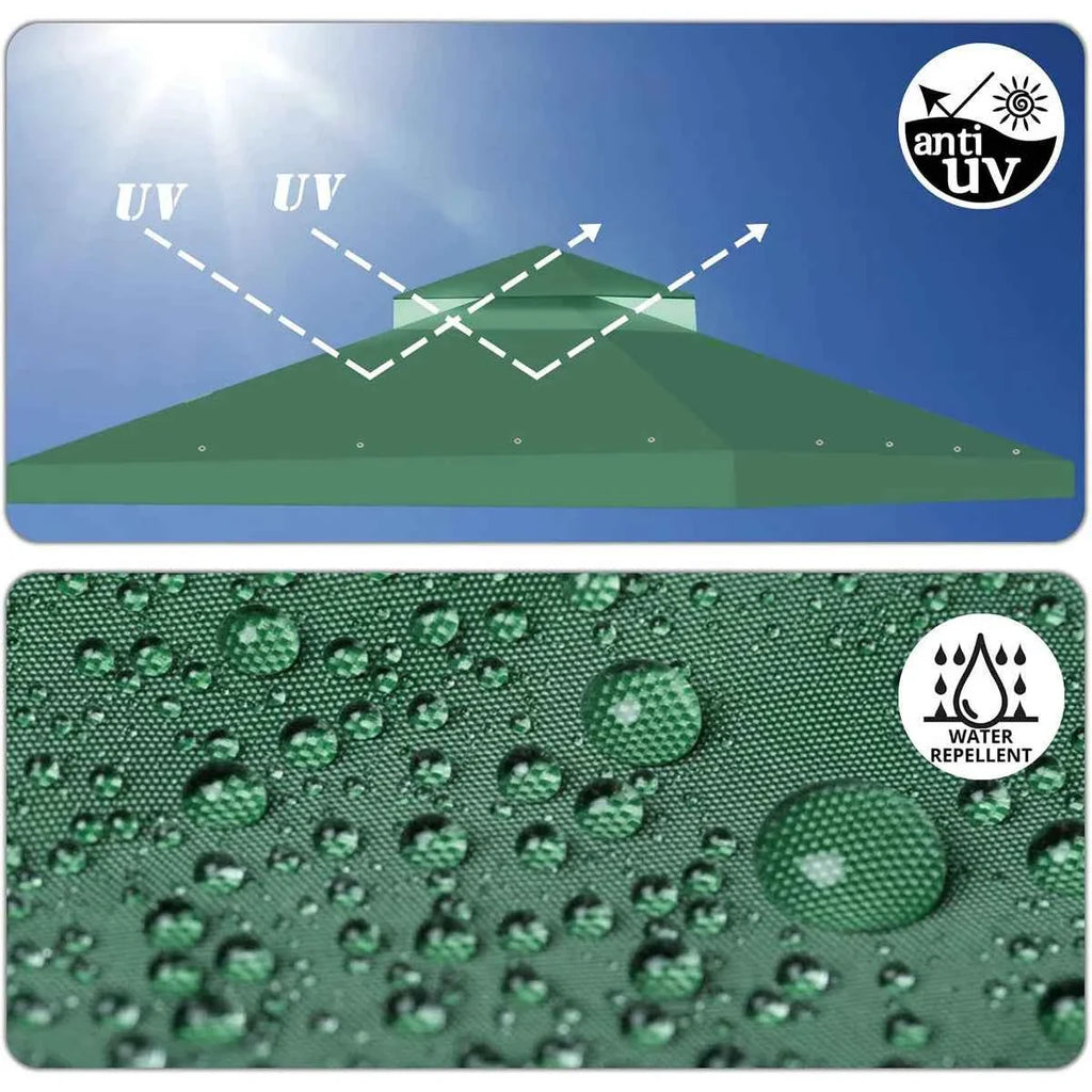 3x3m 2-Tier Garden Gazebo Replacement Canopy - Waterproof Oxford Patio Tent Roof
