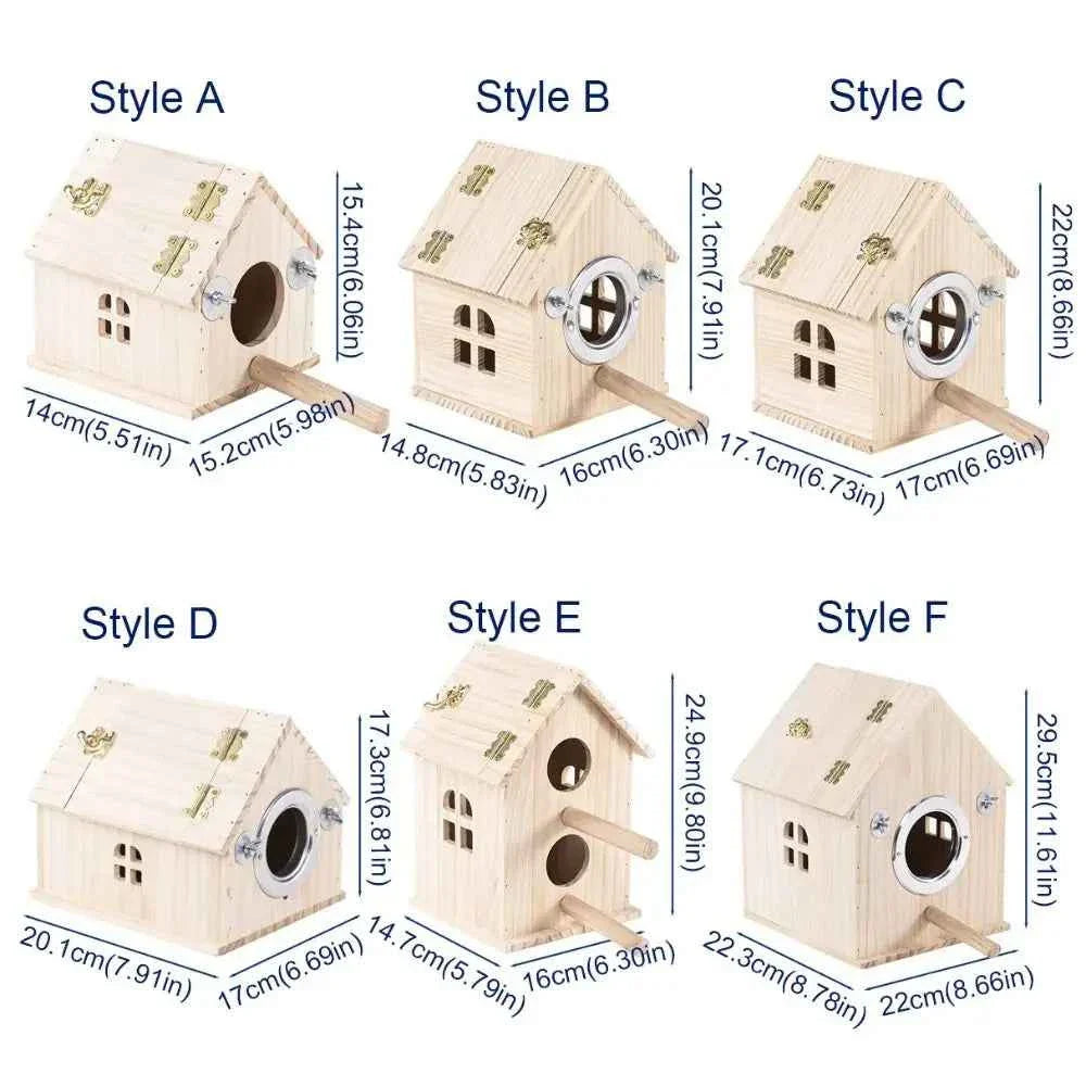 Practical Large Space Wood Bird House Rainproof Hanging Birds Breeding Box Sun Protection Bird Nest For Bird Cage