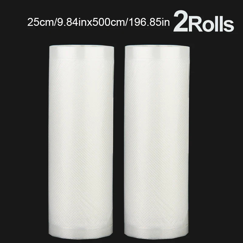 A set of 2 vacuum-sealed bags of the same size, with a length of 500CM, suitable for food storage vacuum low-temperature cooking