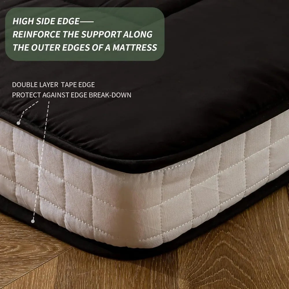 Foldable Roll Up Floor Futon Mattress for Adults Kids Narrow Twin Size Black