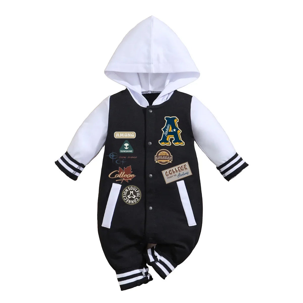 IURNXB Baby Boys Girls Romper Hooded Baseball Long Sleeve Infant Onesie Beach Outfits Newborn Sweatshirt Clothes Jumpsuit 0-18M