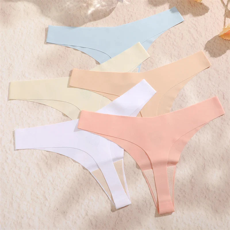 10PCS/Set Seamless Ice Silk Panties Women V-Waist Underwear Sexy Sports Briefs Panties Female Soft Ultra-thin Lingerie G-string