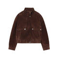 Women Suede Leather Jacket with Pockets Autumn Fashion High Collar Long Sleeve Button Jacket Lady Coats Causal Female Chic Tops