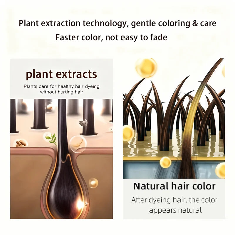 YUITIKUE Brown Hair Dye Shampoo | 4-in-1 Color, Moisturize, Nourish, Natural Ginger Formula 100ml