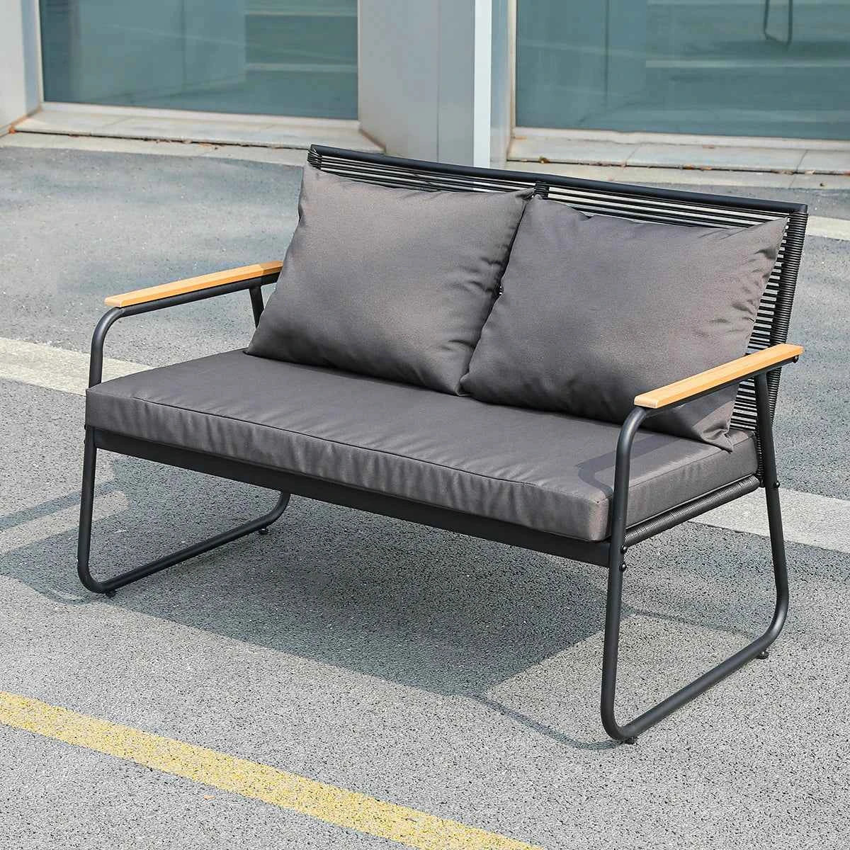 4-Piece Rattan Outdoor Furniture Set - Modern Wicker Sofa & Table for Garden & Patio