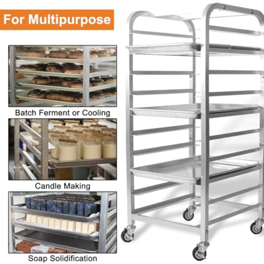 Bakery Cooling Rack With Wheels For Bread, Stainless Steel