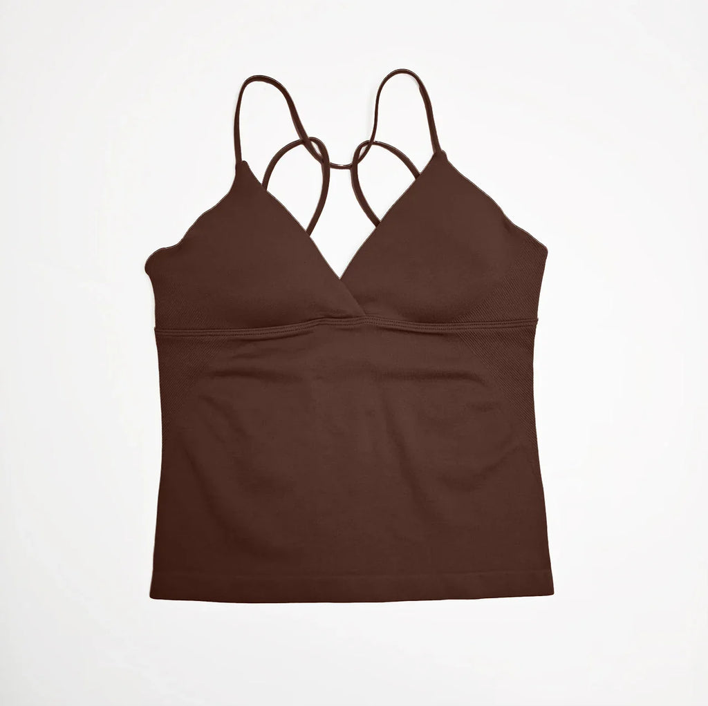 NCLAGEN Gym Yoga Tops Women Vision Twist Front Longline Top Quick Dry Thin Strap Workout Vest Push-up Pilates Fitness Tank