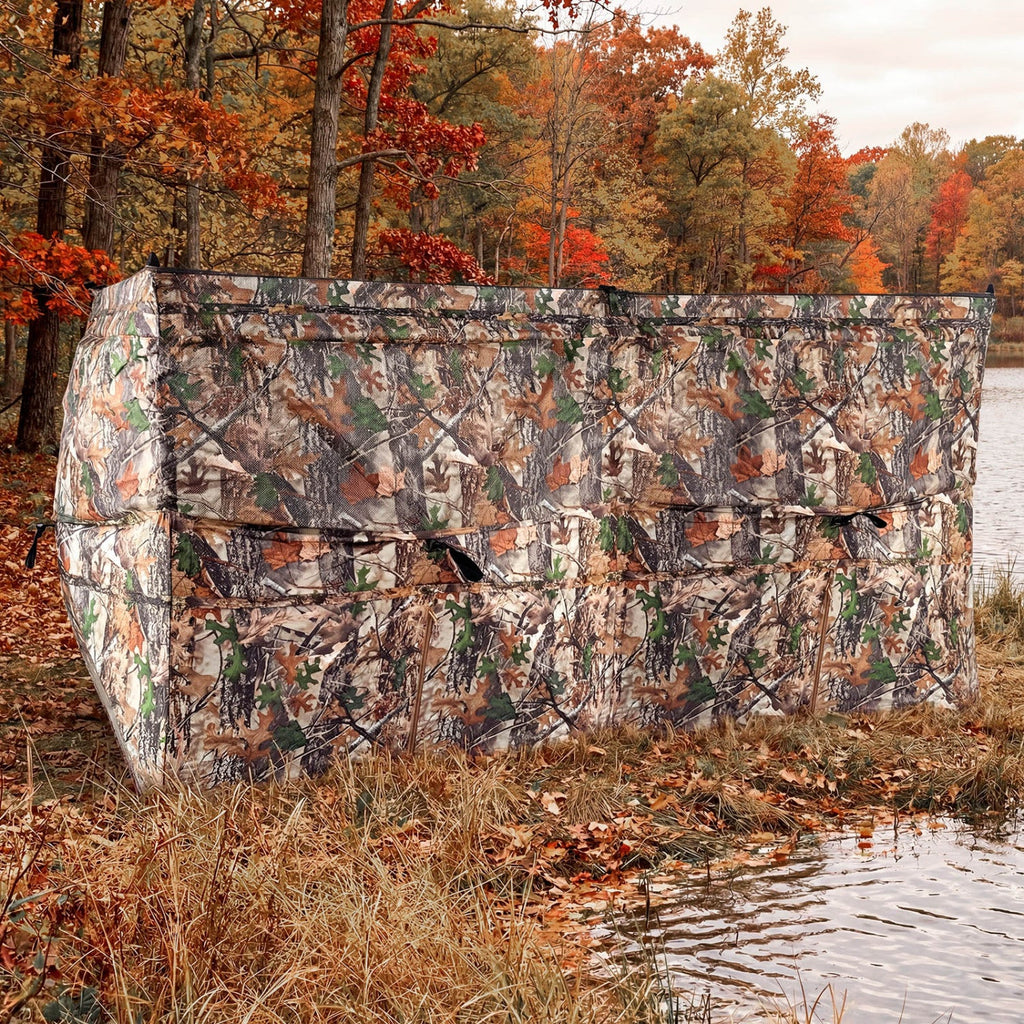 See-Through Hunting Blind Panel with Dog Door Pop up Waterflow Blind for 1-3 People