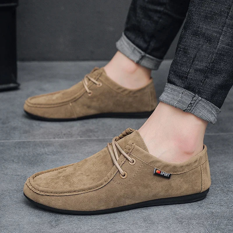 Men's Loafers, Lace Up Suede Work Shoes, 2025 New Formal Shoes, Outdoor Casual Walking Foot Covers Suitable for Lazy People