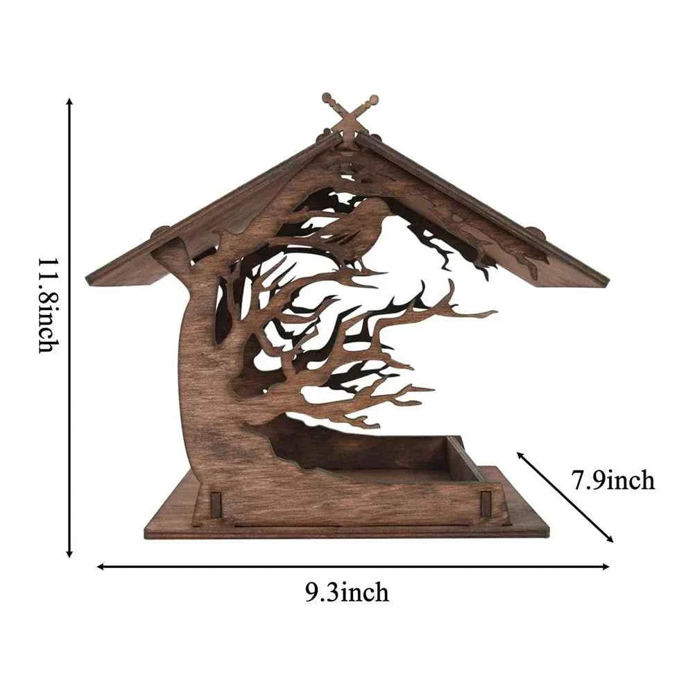 1Set Bird Feeder Wood House Feeder Outdoor Garden Nest Home Decorative Durable Bird Feeding Container for Backyard