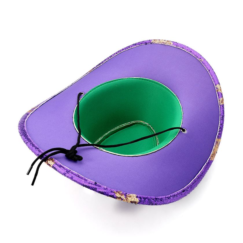 Sequin Fleur de Lis Patterned Mardi Gras Fedora Hat