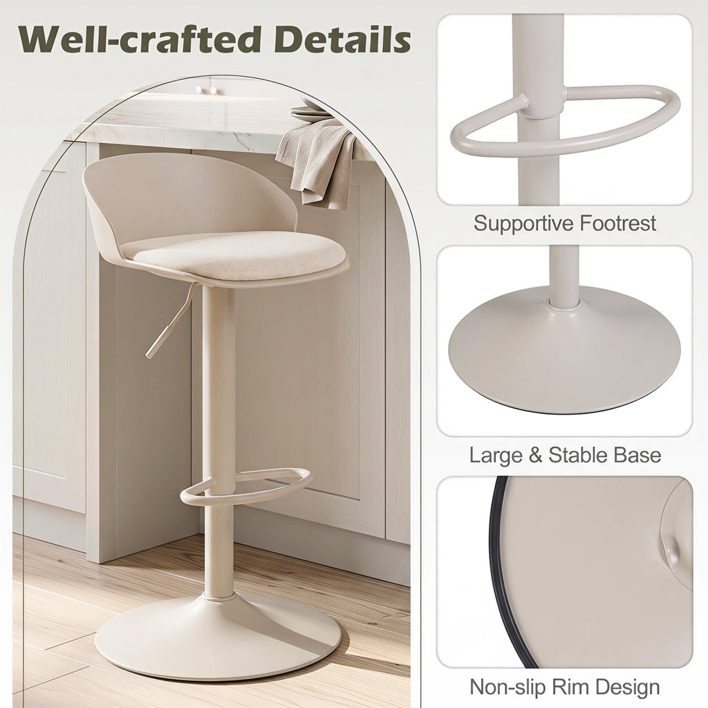 Adjustable Swivel Bar Stools Set of 2 with Back & Footrest