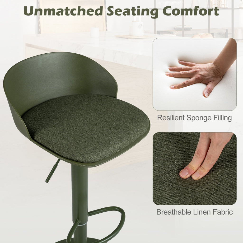Adjustable Swivel Bar Stools Set of 2 with Back & Footrest