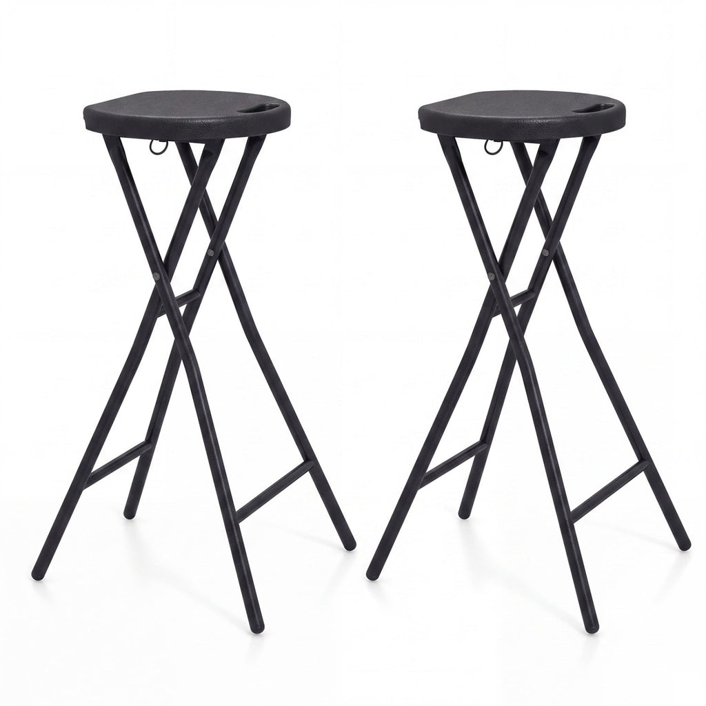 Folding Bar Stool Set of 2 - 27.5" Height with Carry Handle