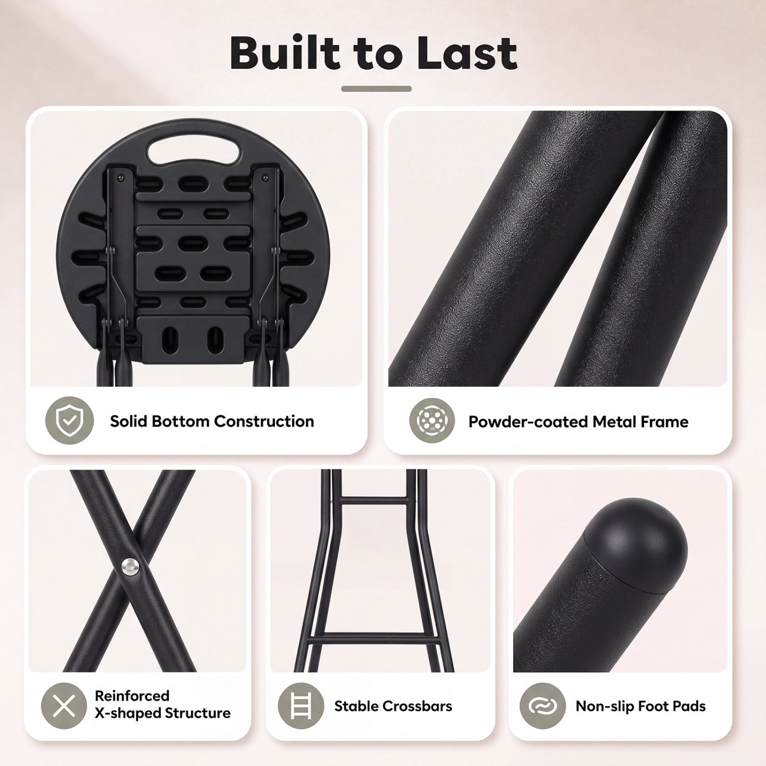 Folding Bar Stool Set of 2 - 27.5" Height with Carry Handle