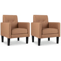 Modern Accent Chair Set with Removable Cushion, Brown PU Leather