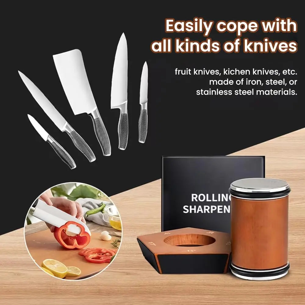 Roller Knife Sharpener Set With Magnetic Angle Guide Diamond Stones