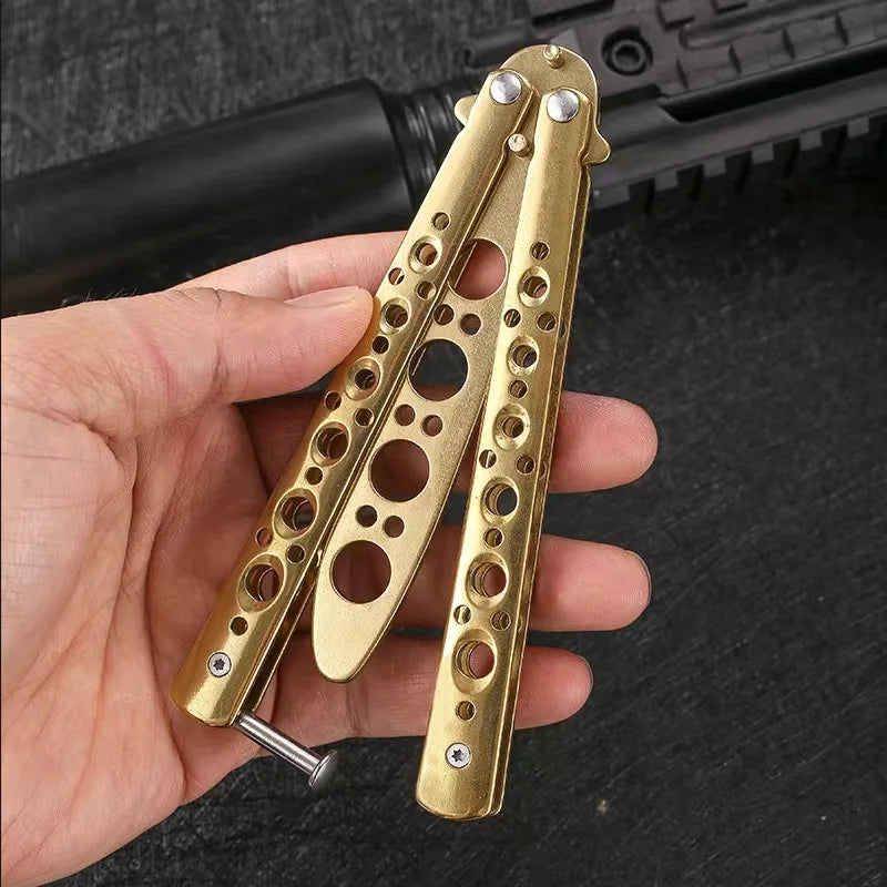Folding Butterfly Knife Trainer Stainless Steel Pocket Practice Training Uncut Tool for Outdoor Games Hand Movements
