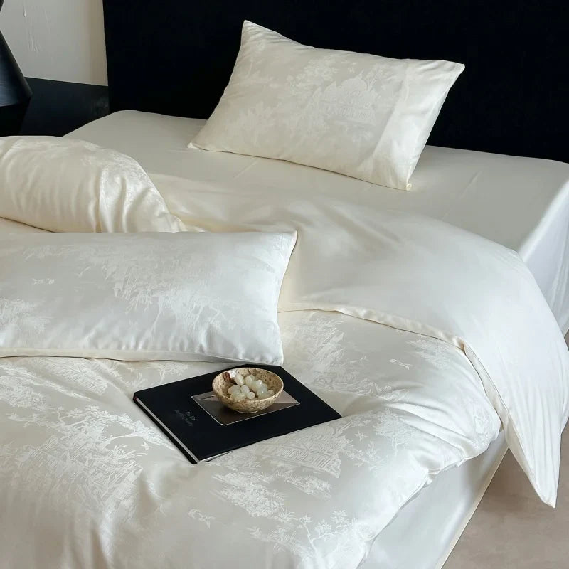 Long Staple Cotton Jacquard Bedding Set Single Double Queen King Size Duvet Cover Bedsheet Pillowcase Luxury Quilt Cover Set